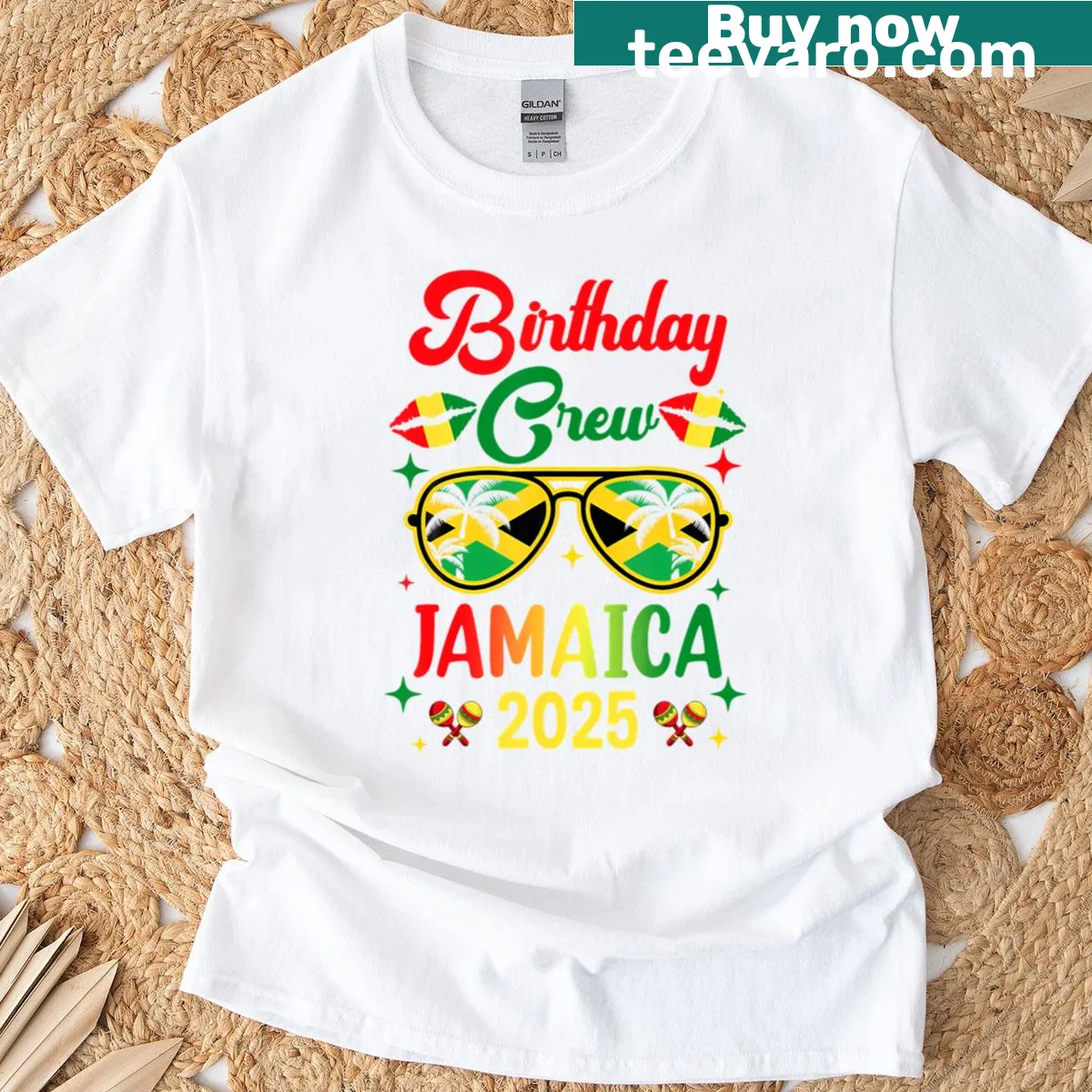 Typography birthday crew shirt with 30th and 20th text — on a men's t-shirt
