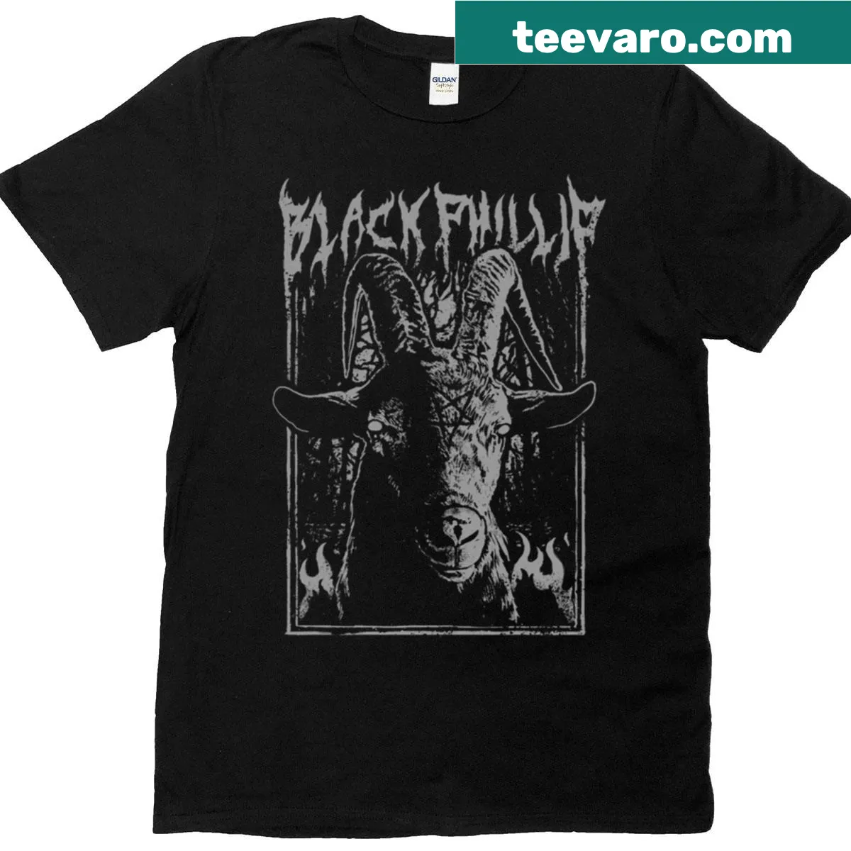 Black Metal themed graphic featuring Phillip on a t-shirt. — on a men's t-shirt