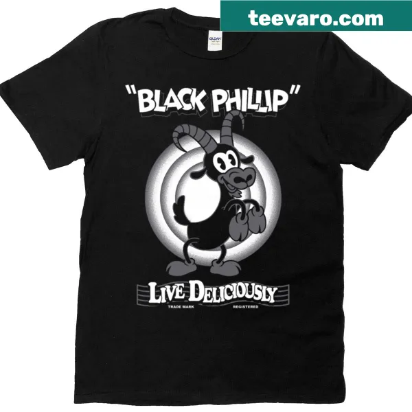 Vintage cartoon witch graphic T-shirt featuring Black Phillip