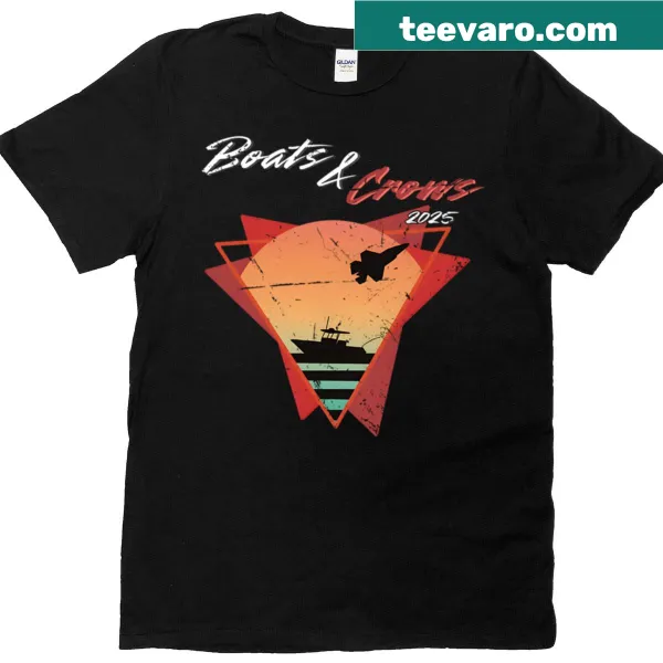 T-shirt featuring boats and crows graphic for nature lovers