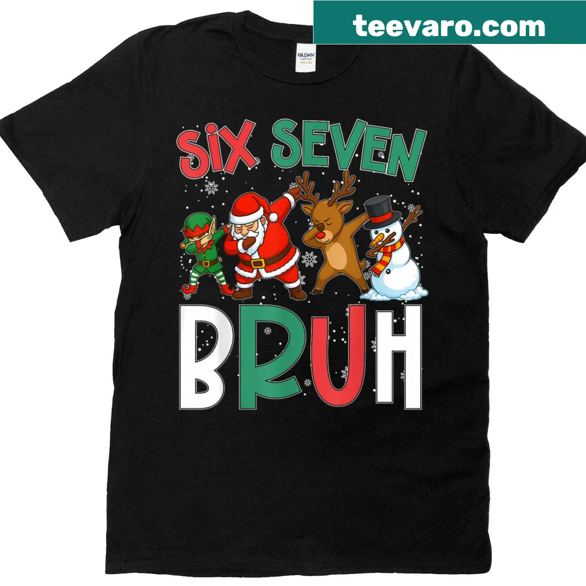 Meme-themed Christmas t-shirt with 'Bruh 67 Six Seven' text — on a men's t-shirt