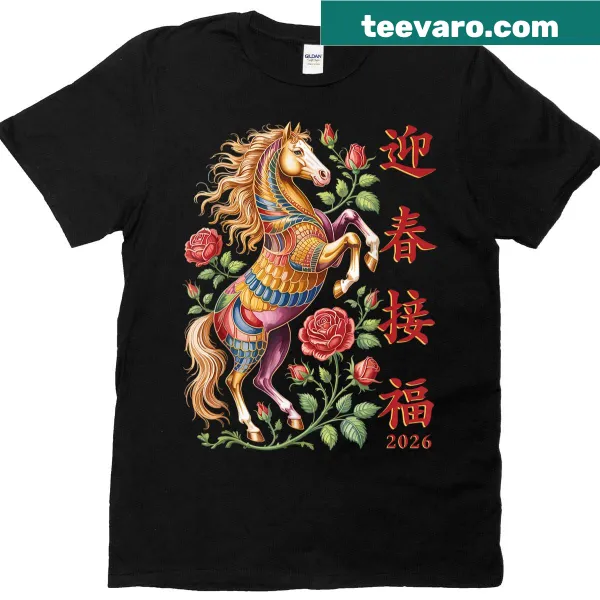 Chinese New Year T-shirt featuring a horse zodiac illustration