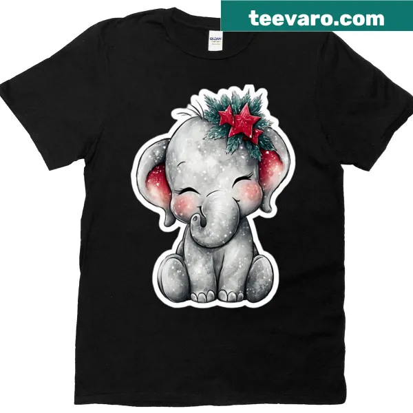 Cute Christmas elephant T-shirt with festive design