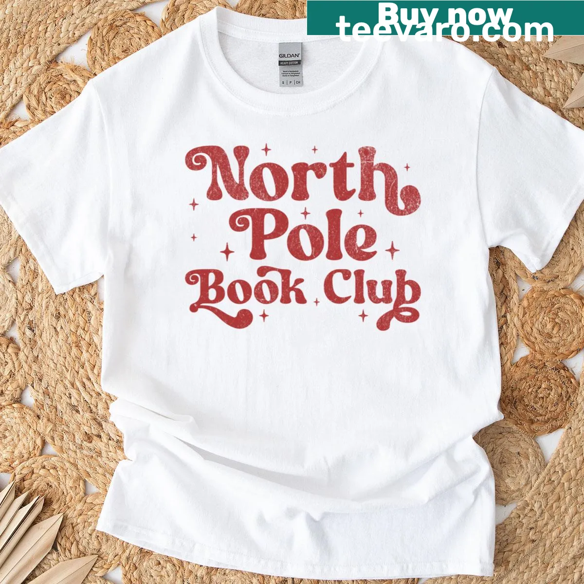 Funny holiday t-shirt for book lovers featuring Christmas Reading Club design — on a men's t-shirt