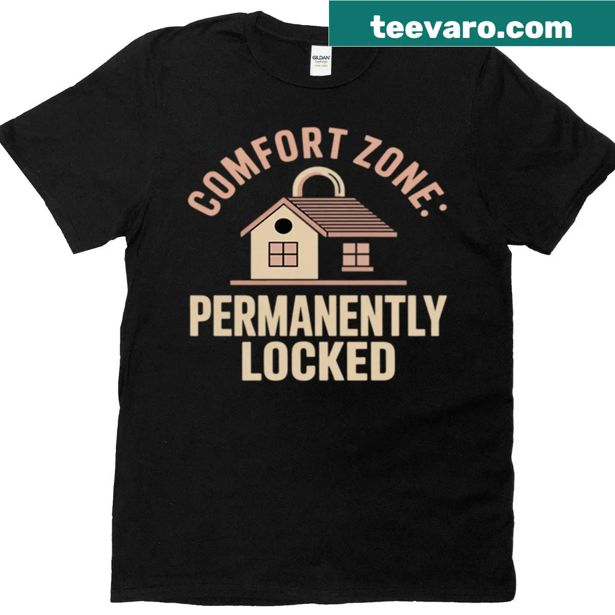 Humorous introvert tee stating 'Comfort Zone Permanently Locked'. — on a men's t-shirt