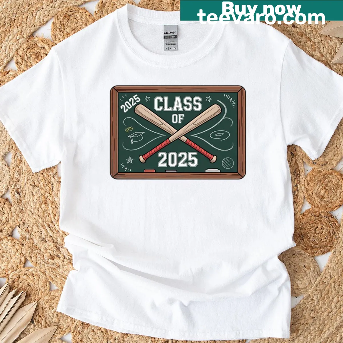 Graduation T-shirt for Class of 2025 with baseball graphic — on a men's t-shirt