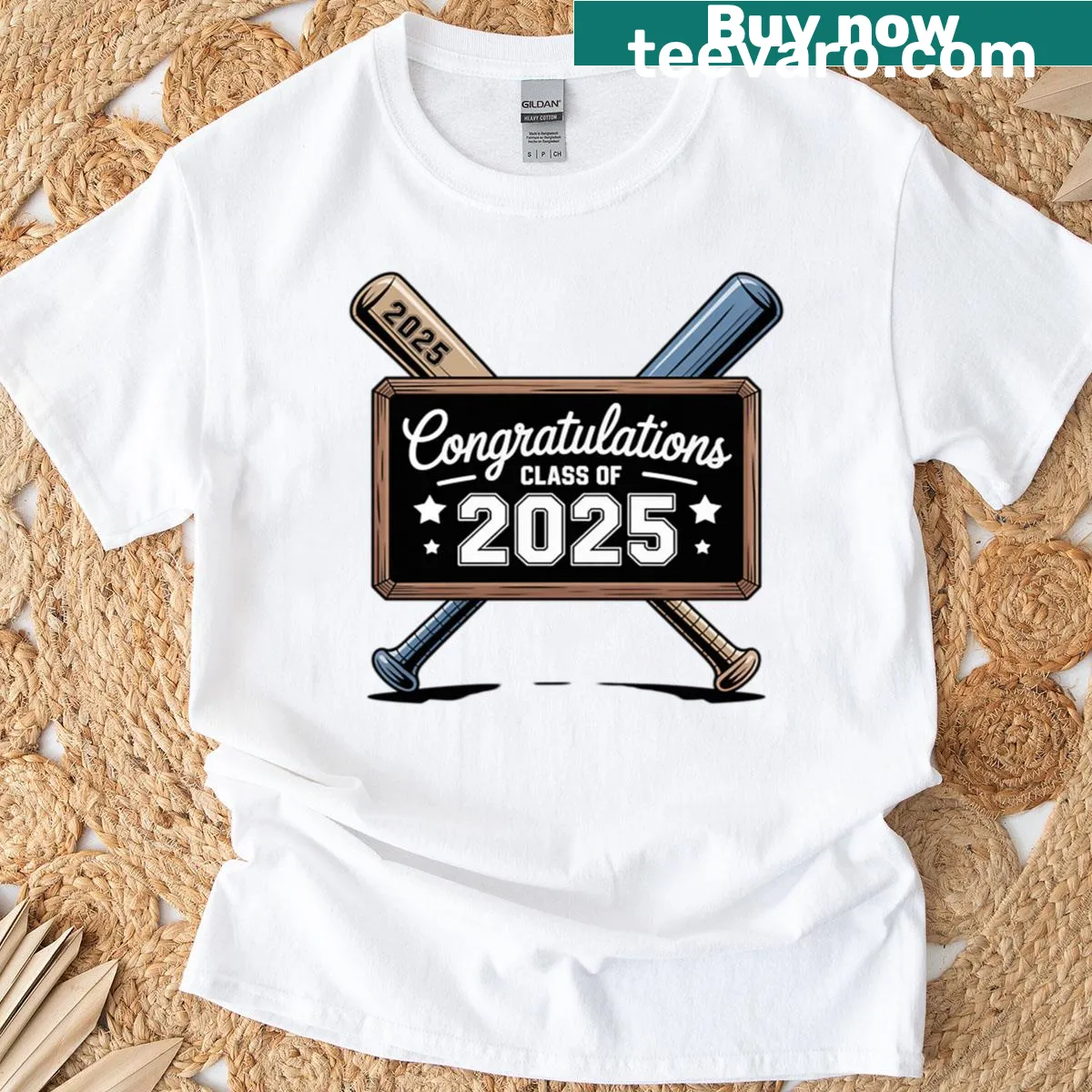 Graduation T-shirt for Class of 2025 with baseball theme — on a men's t-shirt