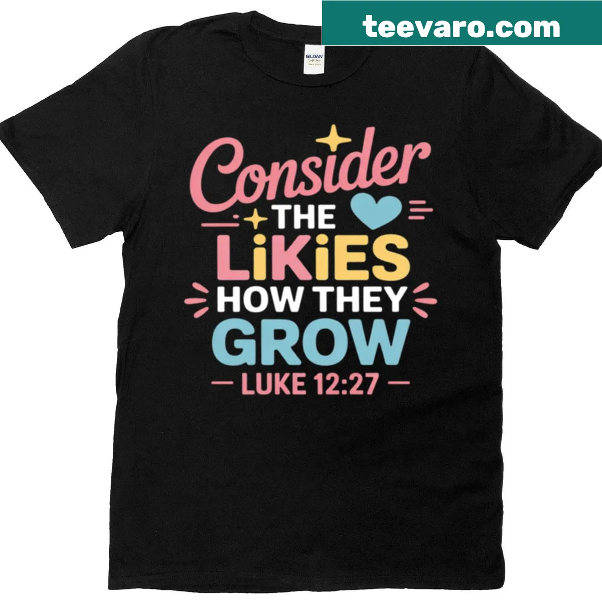 Sentimental T-shirt featuring the phrase 'Consider The Lilies How They Grow' — on a men's t-shirt