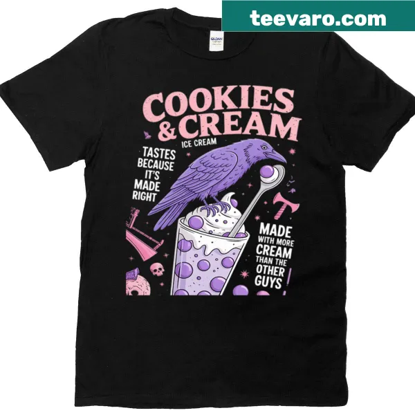Playful t-shirt featuring ice cream and cookie cream illustration