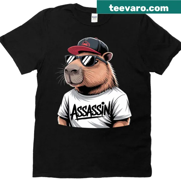 Capybara in sunglasses graphic T-shirt
