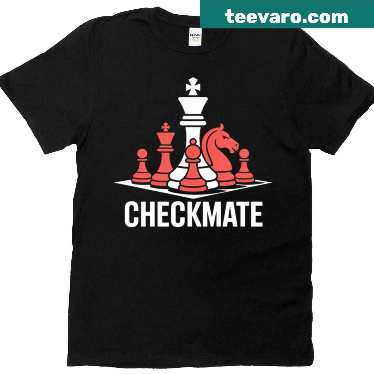 Stylish T-shirt featuring 'Checkmate' for chess lovers — on a men's t-shirt