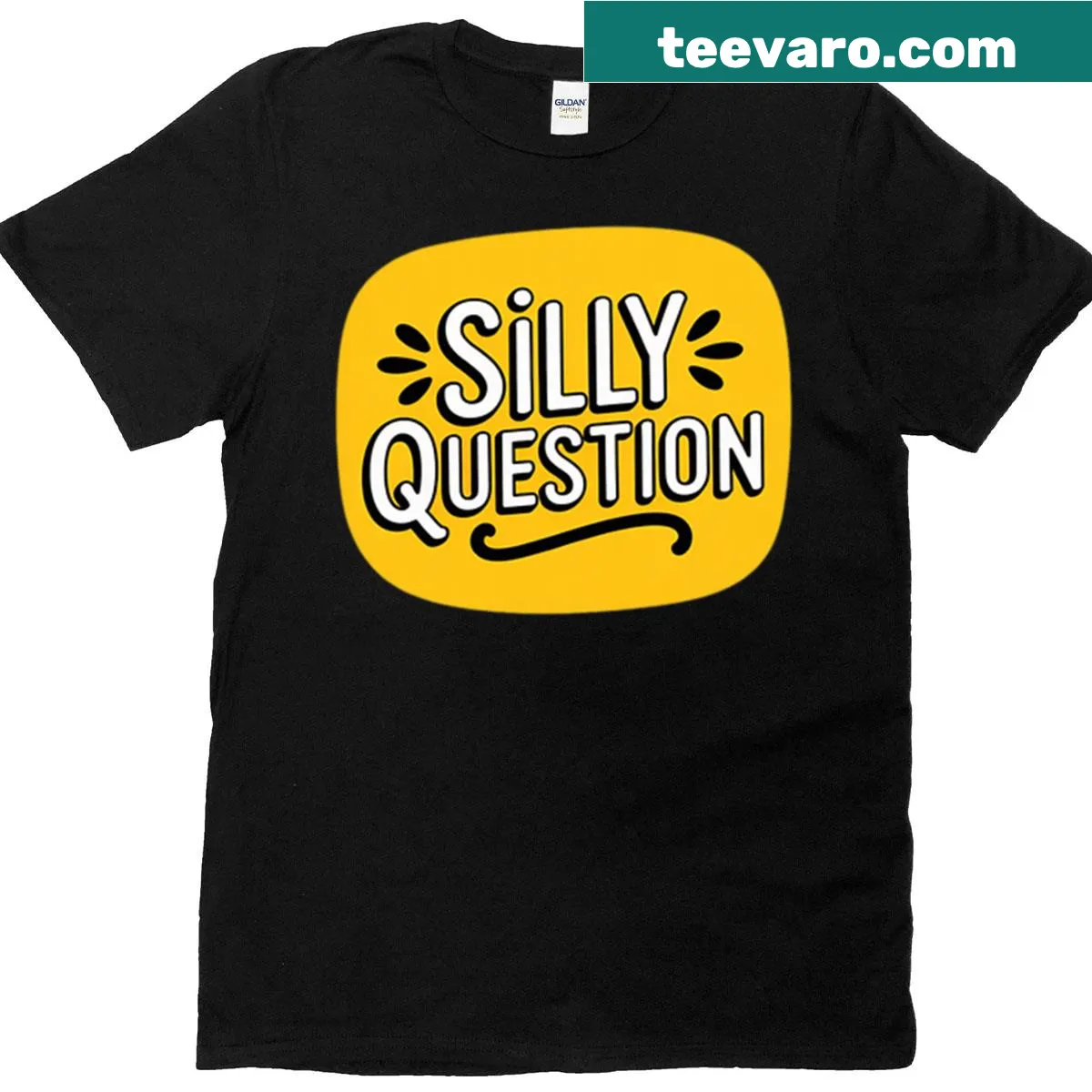 Playful T-shirt with silly question in fun typography — on a men's t-shirt