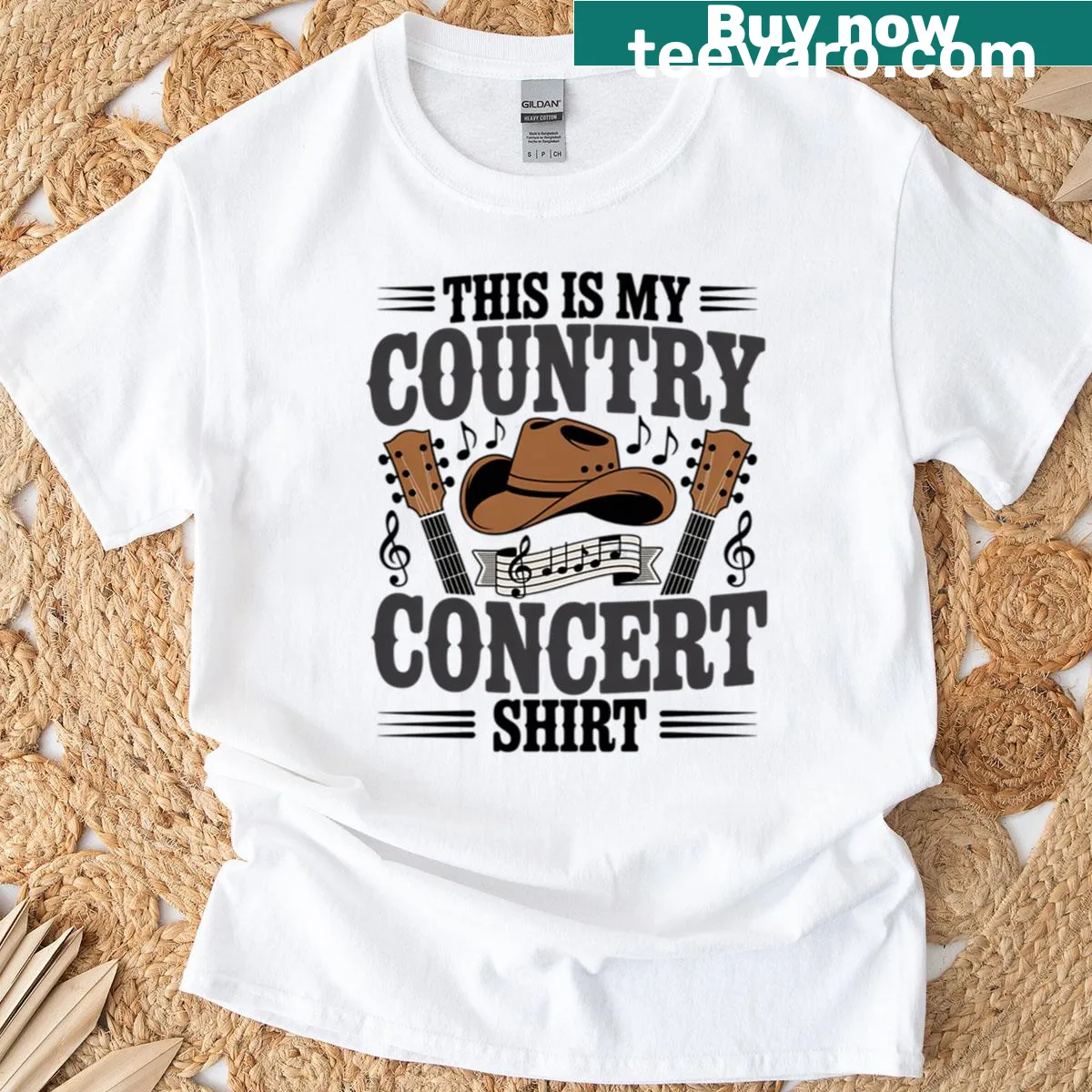 Bold graphic celebrating country music on a T-shirt — on a men's t-shirt