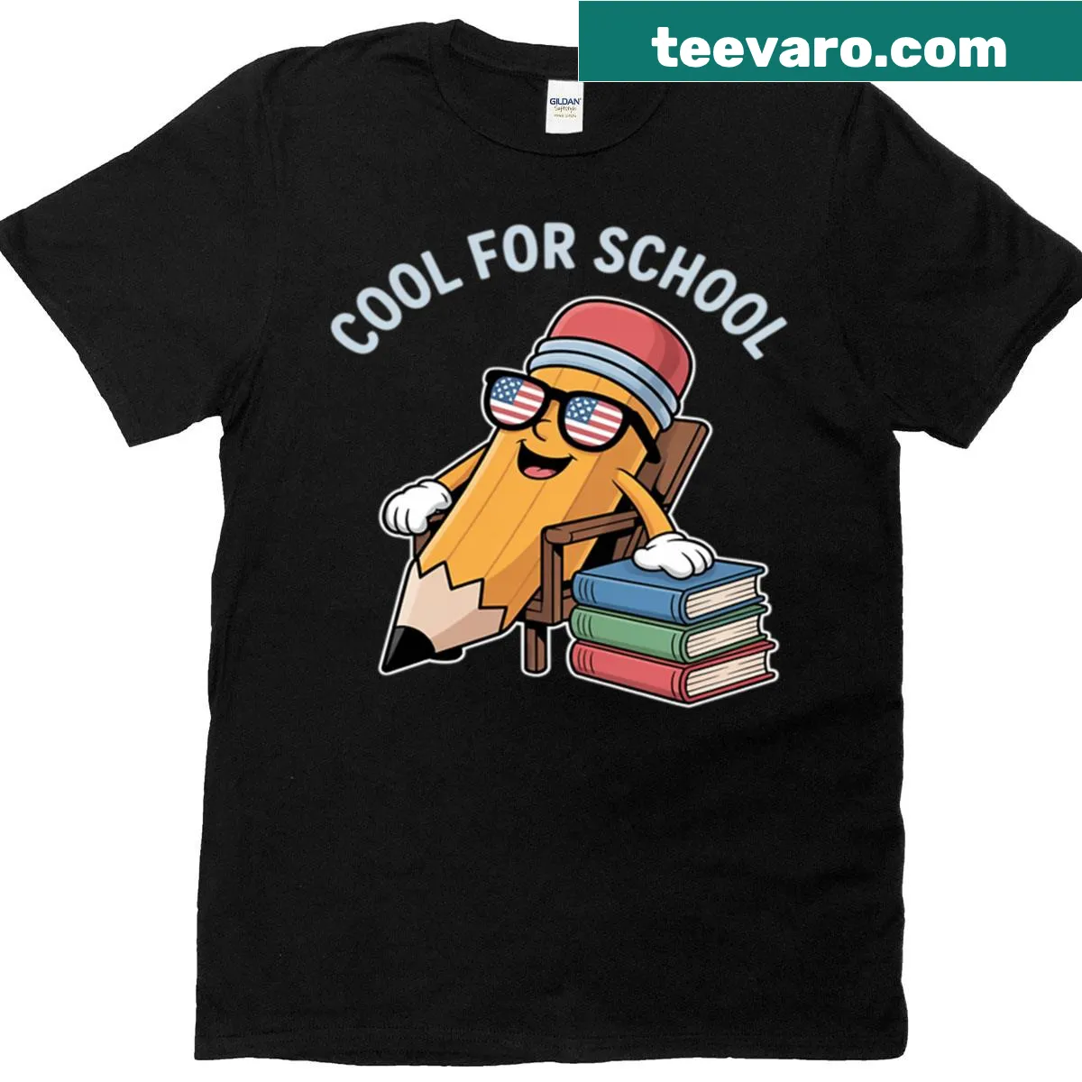 Funny back-to-school T-shirt with pencil design — on a men's t-shirt
