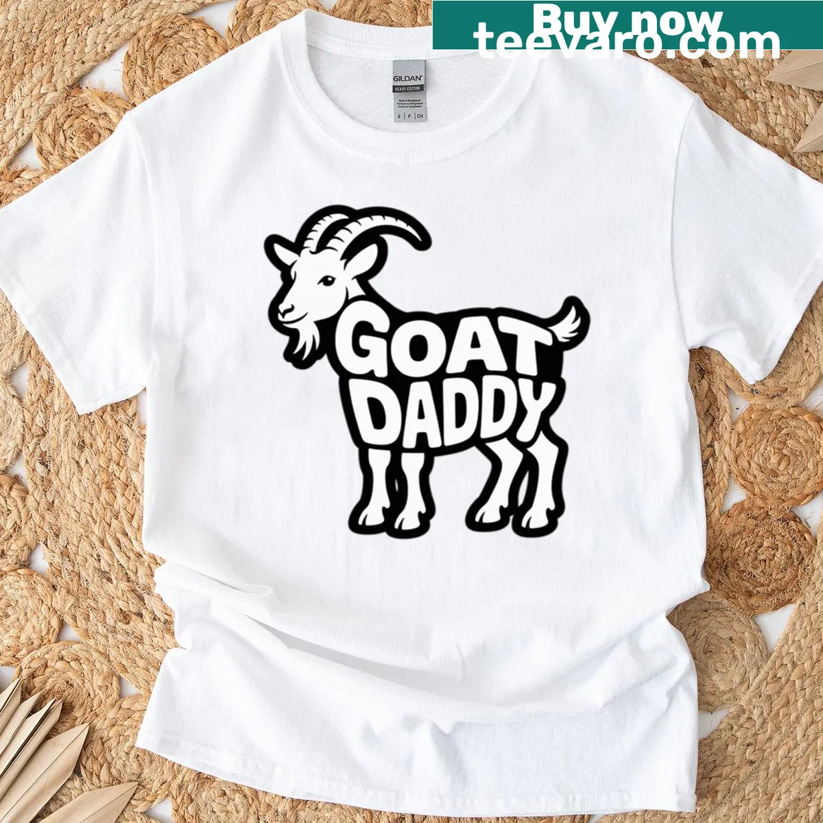 Illustrated pygmy goats design on a farmer's t-shirt — on a men's t-shirt
