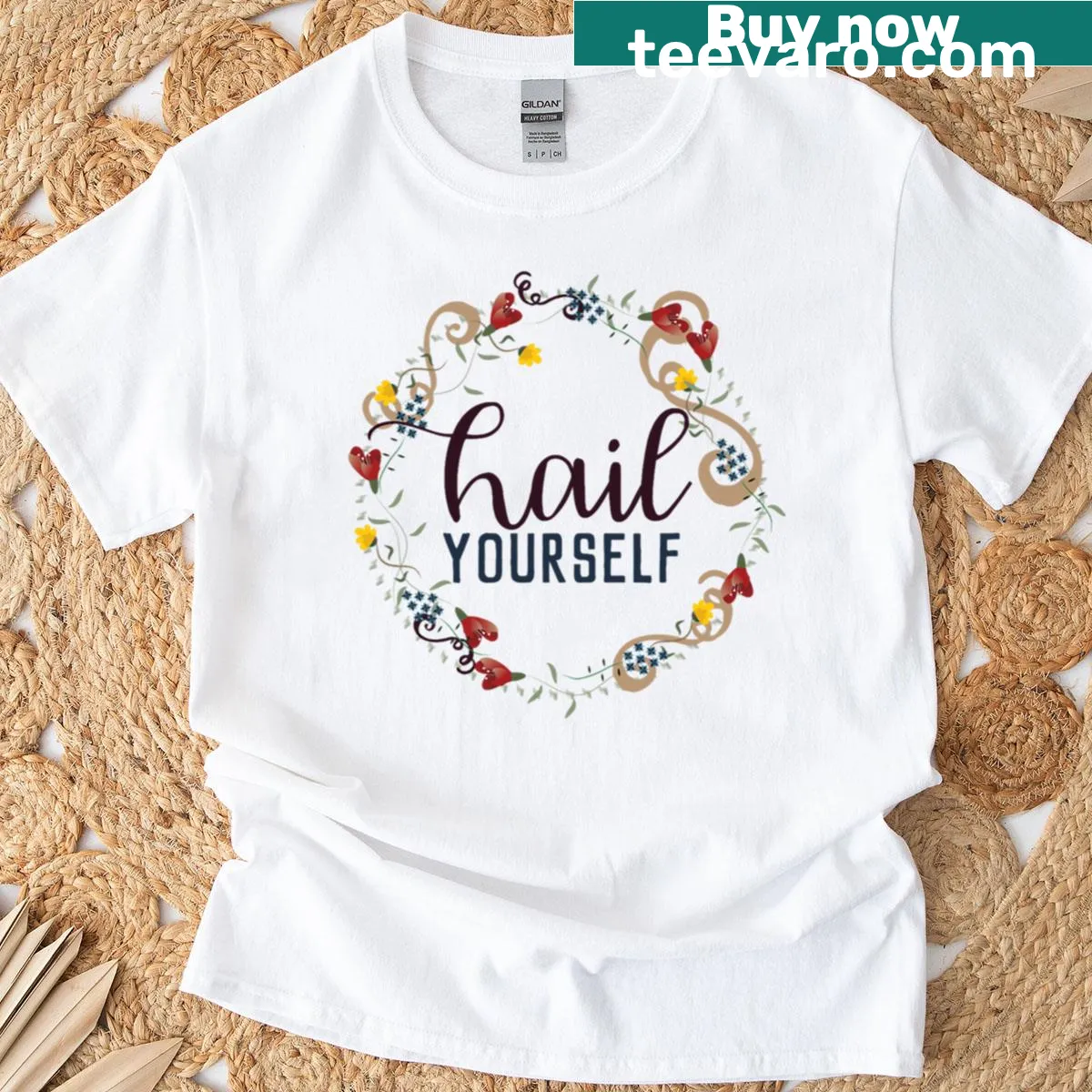 Playful graphic about healthy eating on a T-shirt — on a men's t-shirt