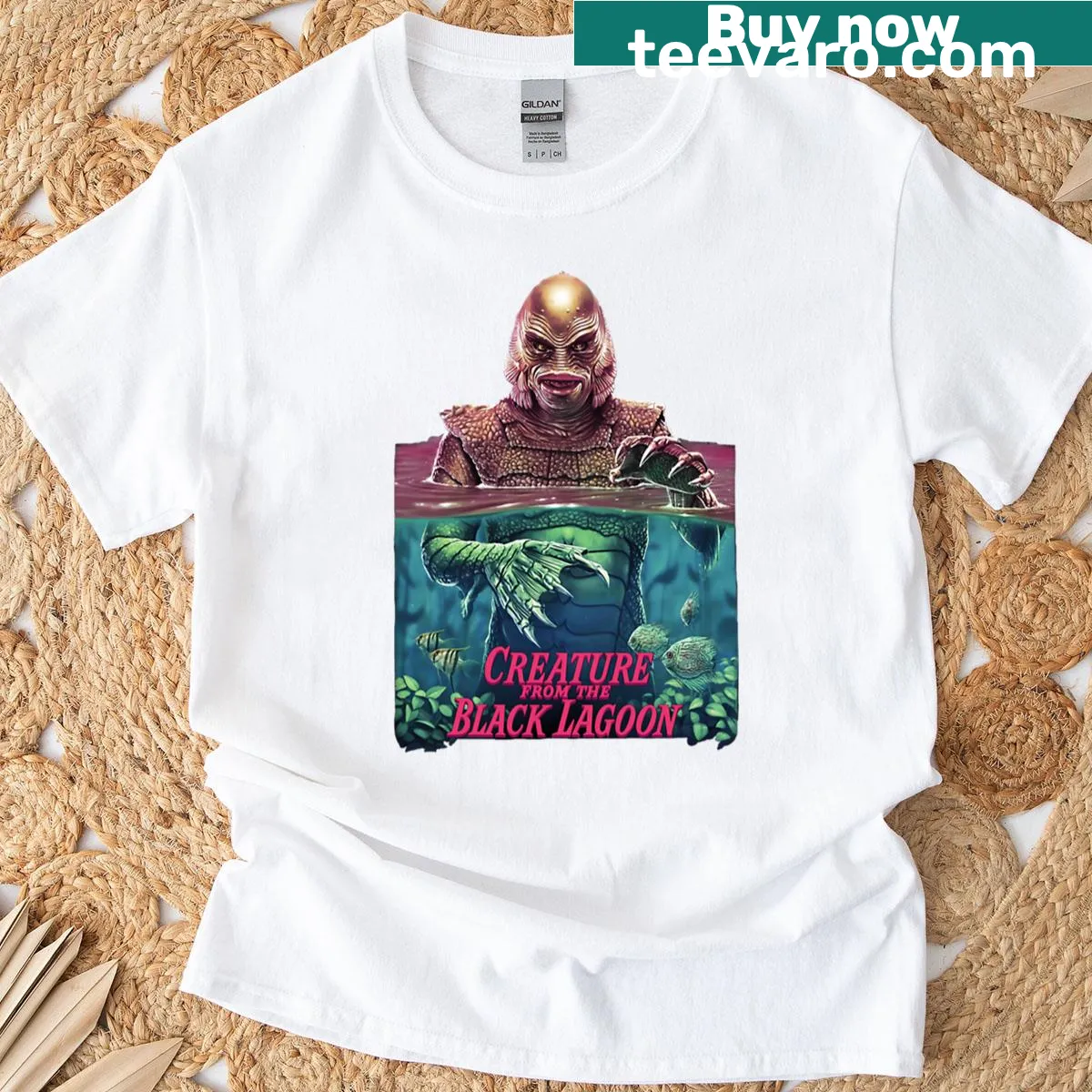 Vintage-style Creature From The Black Lagoon T-shirt graphic — on a men's t-shirt