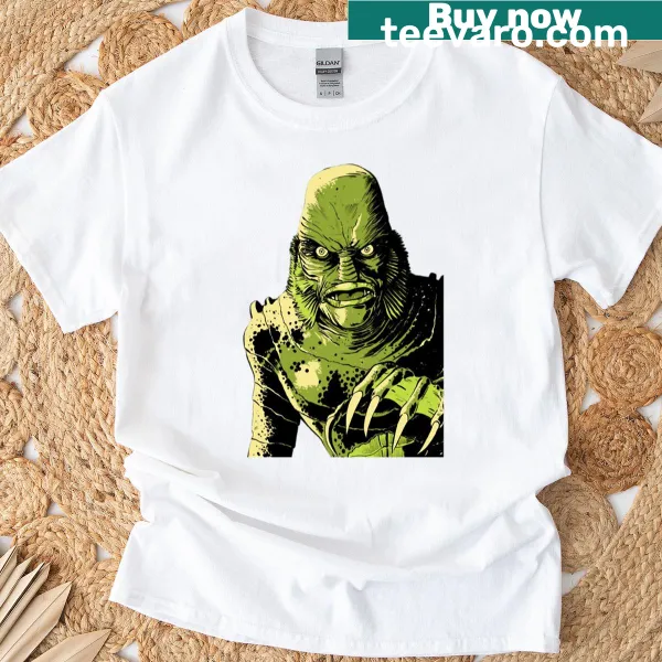 Illustration of the Creature From The Black Lagoon on a t-shirt