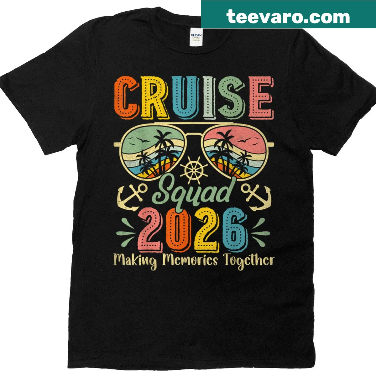 Family cruise T-shirt with playful graphic — on a men's t-shirt