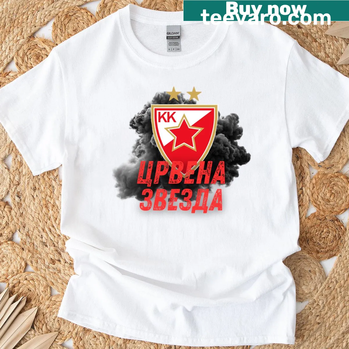Crvena Zvezda logo graphic T-shirt for basketball fans — on a men's t-shirt