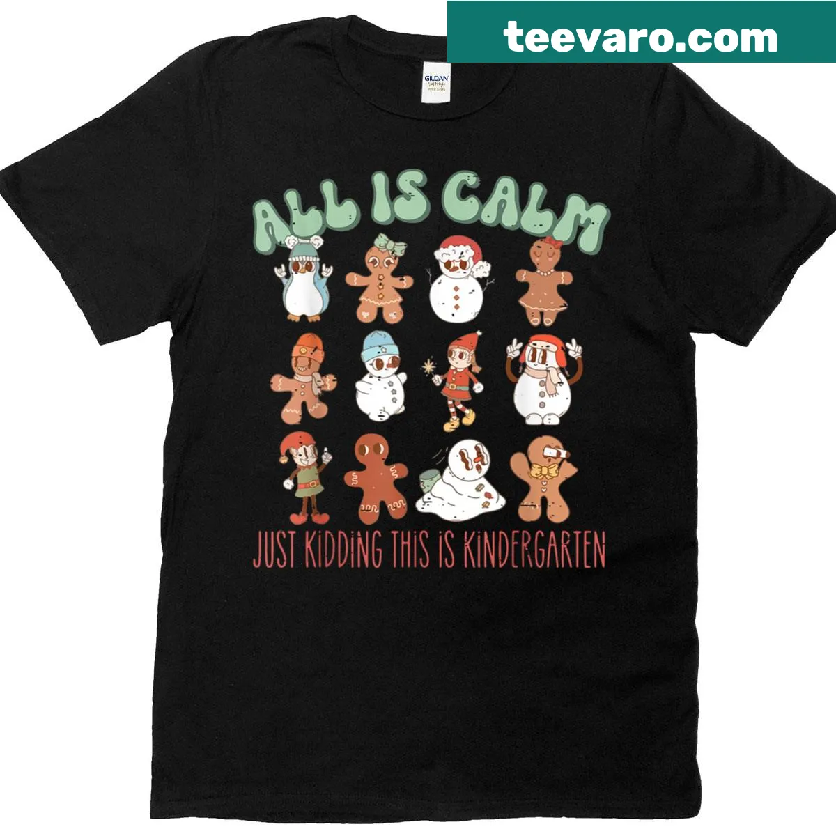 Funny kindergarten Christmas T-shirt with playful typography — on a men's t-shirt