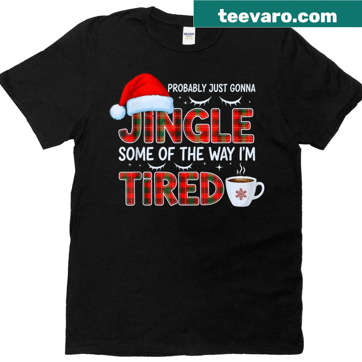 Playful Christmas T-shirt with silly jingle phrase — on a men's t-shirt