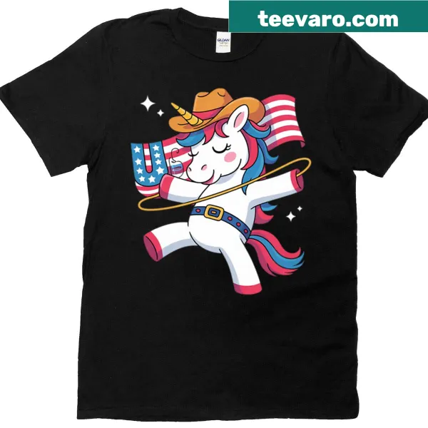 Dabbing unicorn cowboy graphic on a Halloween t-shirt