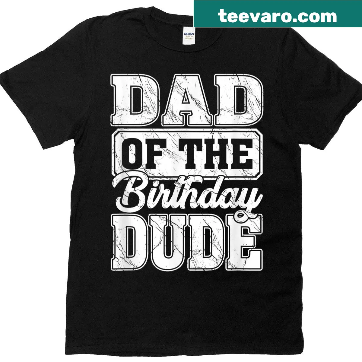 T-shirt with text 'Dad Of The Birthday Dude' for birthday celebrations — on a men's t-shirt