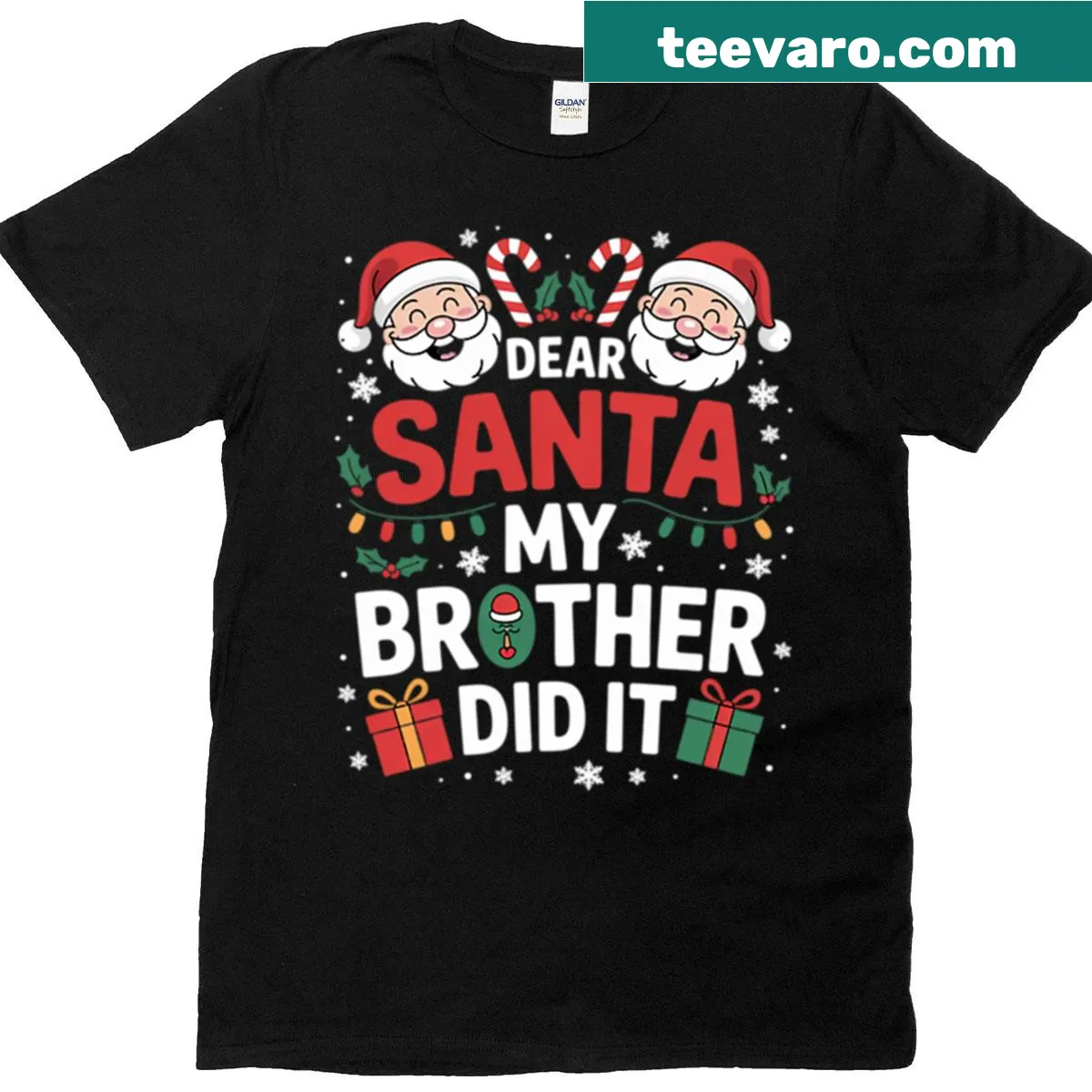 Cute Christmas T-shirt for kids with playful message to Santa — on a men's t-shirt