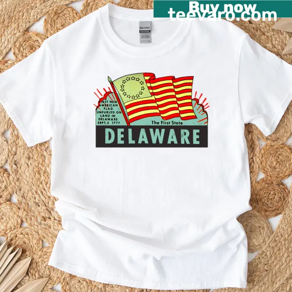 Vintage-style travel decal for Delaware, the First State