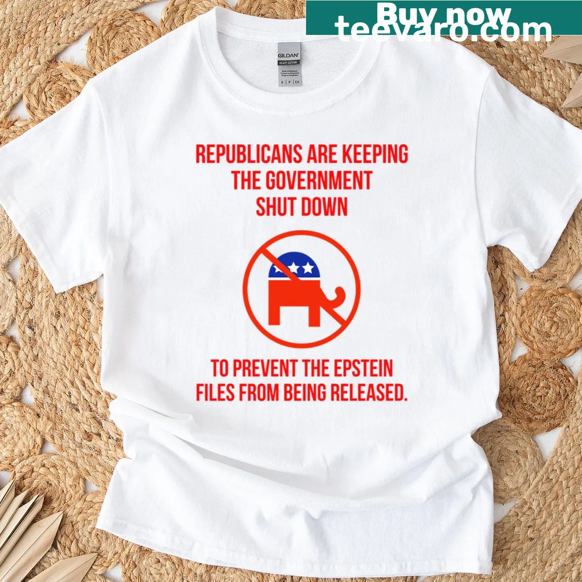 Bold text design addressing Epstein controversy on a t-shirt — on a men's t-shirt