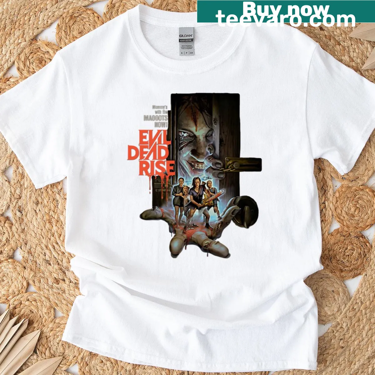 Distressed graphic tee inspired by the Evil Dead franchise. — on a men's t-shirt