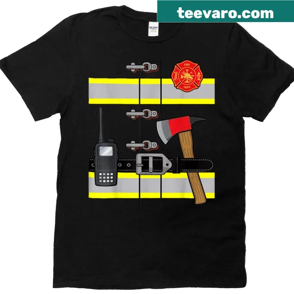 Firefighter costume graphic on kids birthday t-shirt