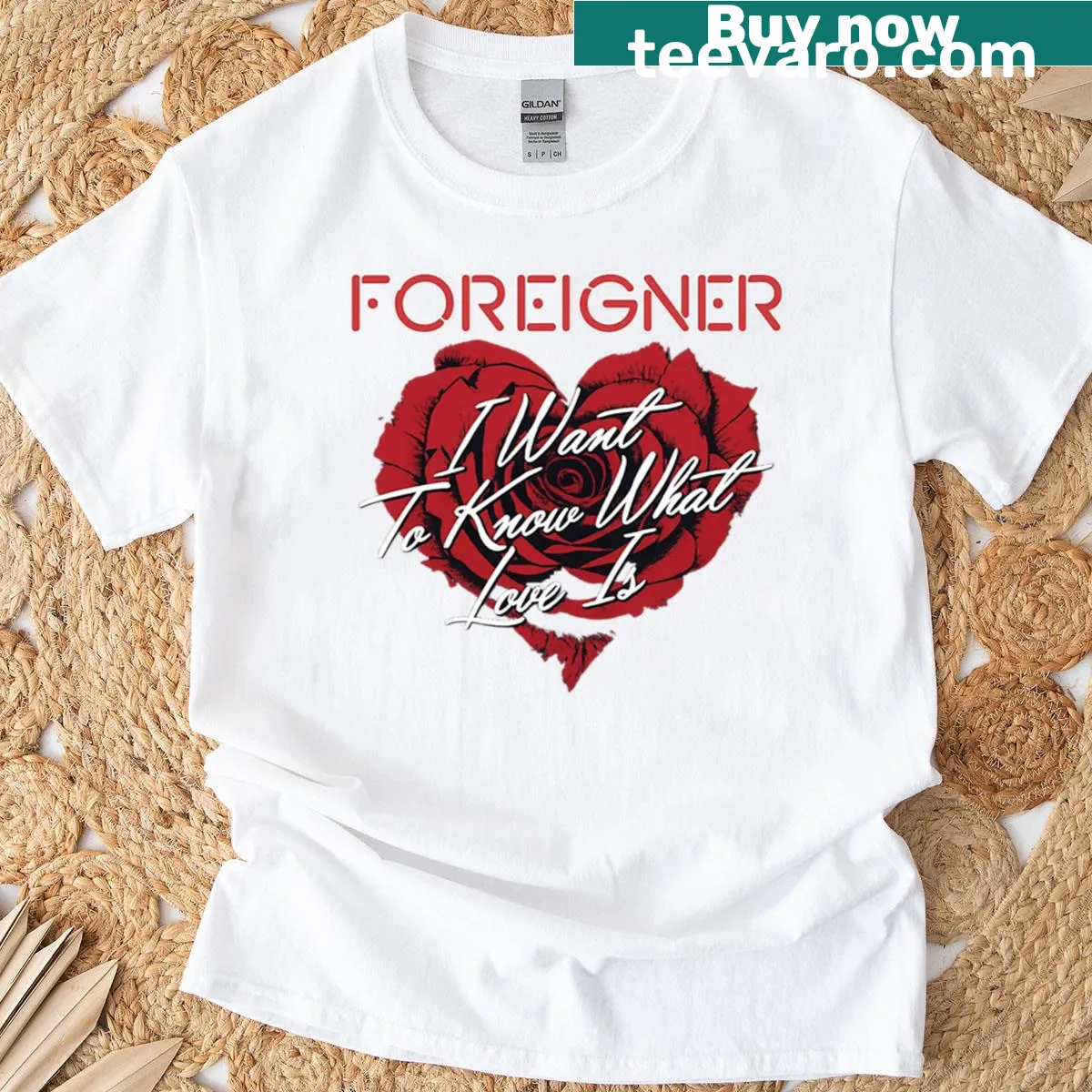 Illustration of a red rose heart with lyrics on T-shirt. — on a men's t-shirt