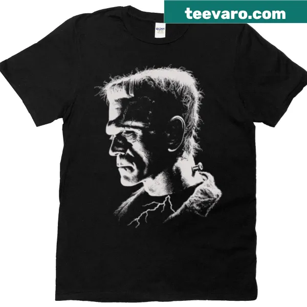 Matching couple Halloween tees featuring Frankenstein design