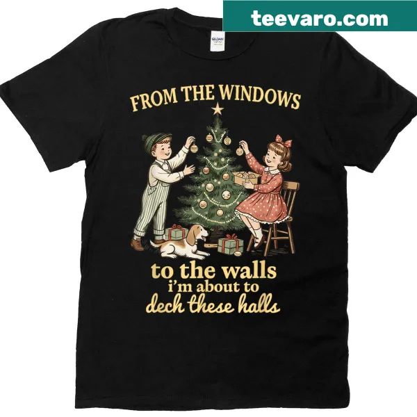 Whimsical holiday-themed typography design on a Christmas T-shirt
