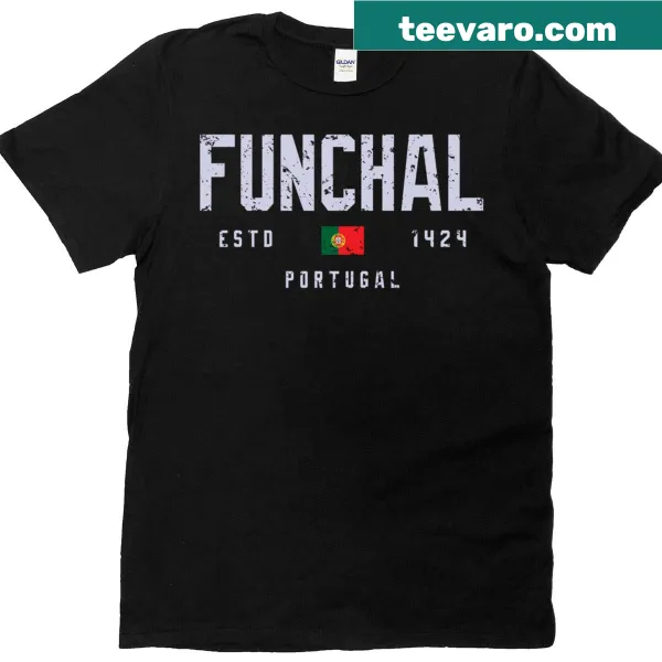 T-shirt celebrating Funchal, Portugal with a playful design