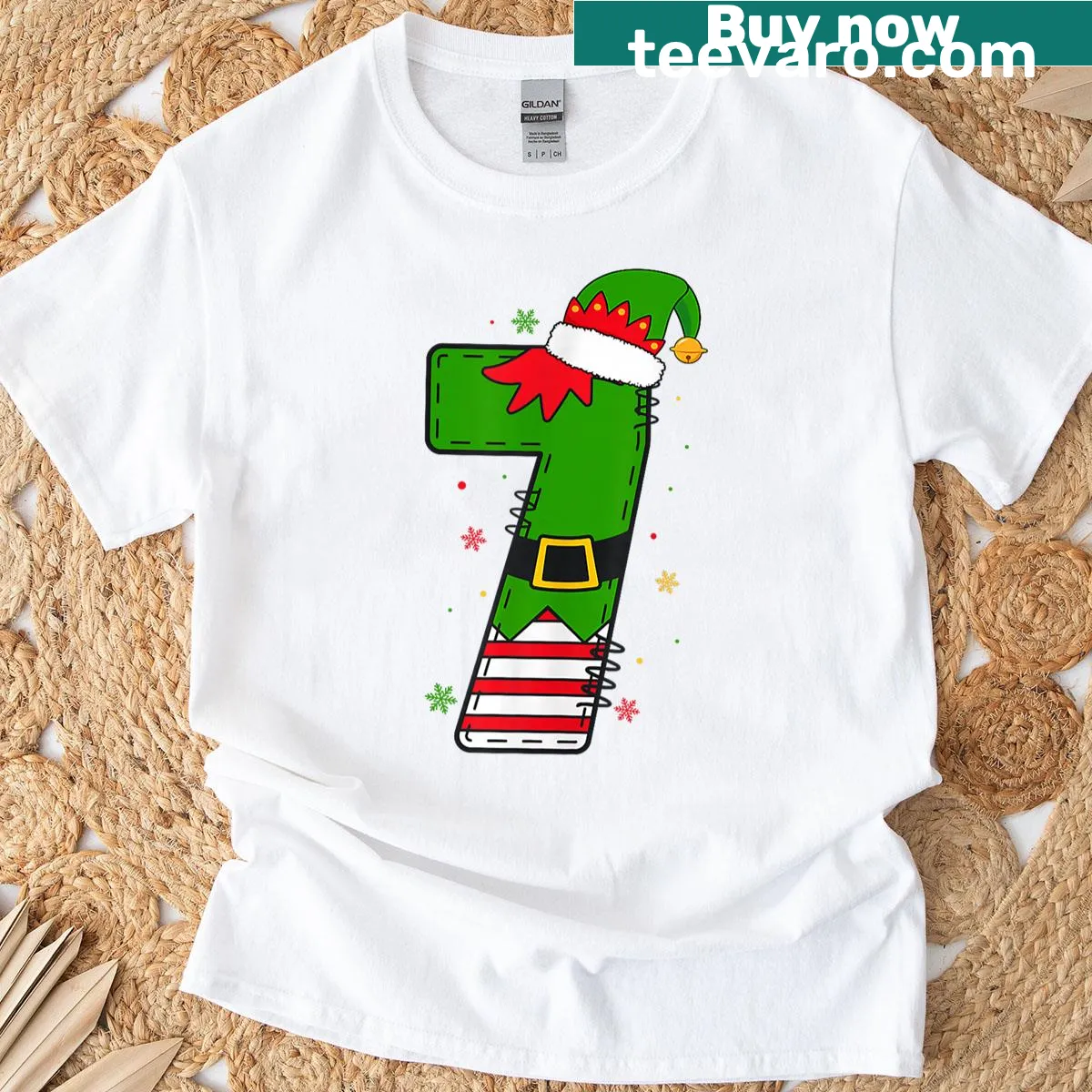 Kids t-shirt with '67 Meme' and Christmas-themed elf design — on a men's t-shirt