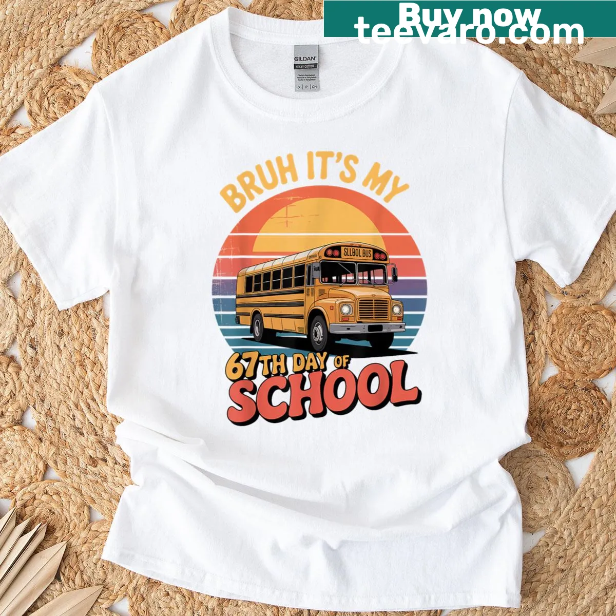 Kids' T-shirt featuring a funny 'Bruh' graphic for the 67th day of school — on a men's t-shirt