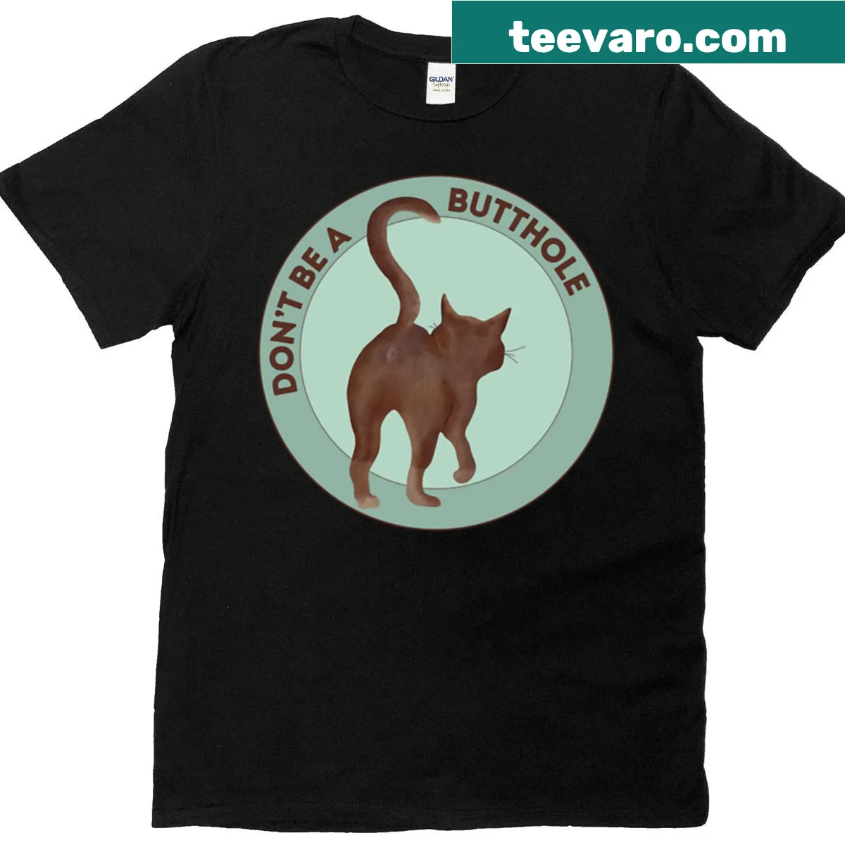 Funny t-shirt featuring 'Don't Be A Butthole' meme — on a men's t-shirt