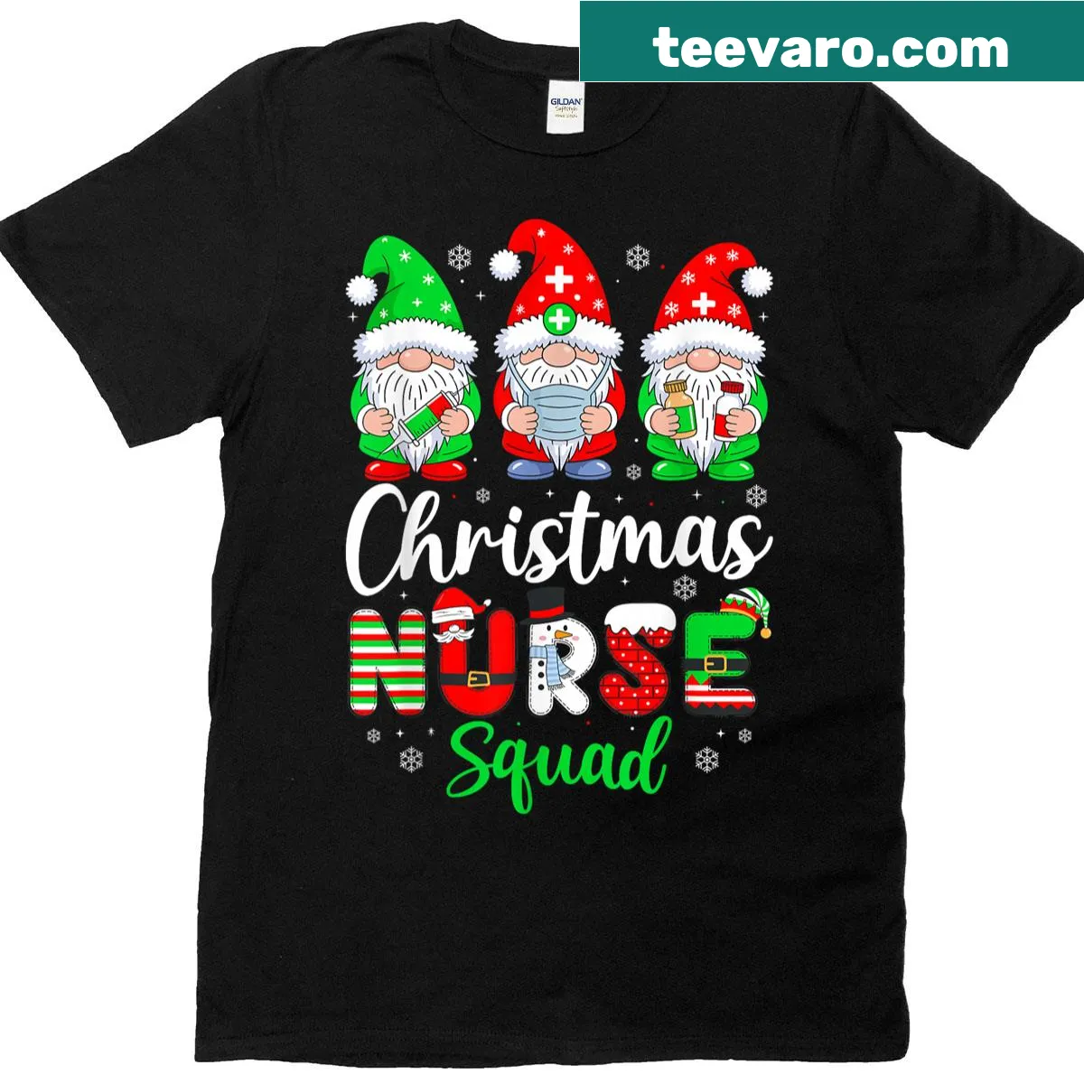 Funny Christmas Nurse Squad graphic on T-shirt — on a men's t-shirt