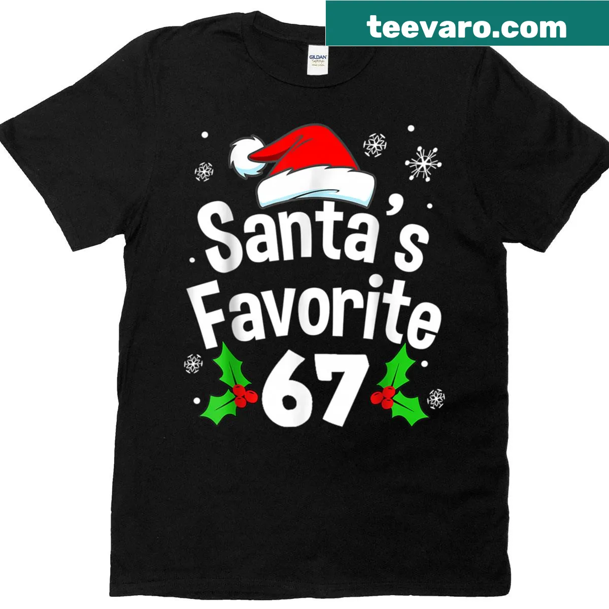 Vintage 'Santa's Favorite 67' Christmas t-shirt for teens — on a men's t-shirt