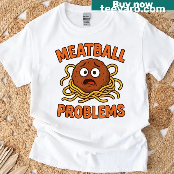 Funny t-shirt with cartoon meatball humor