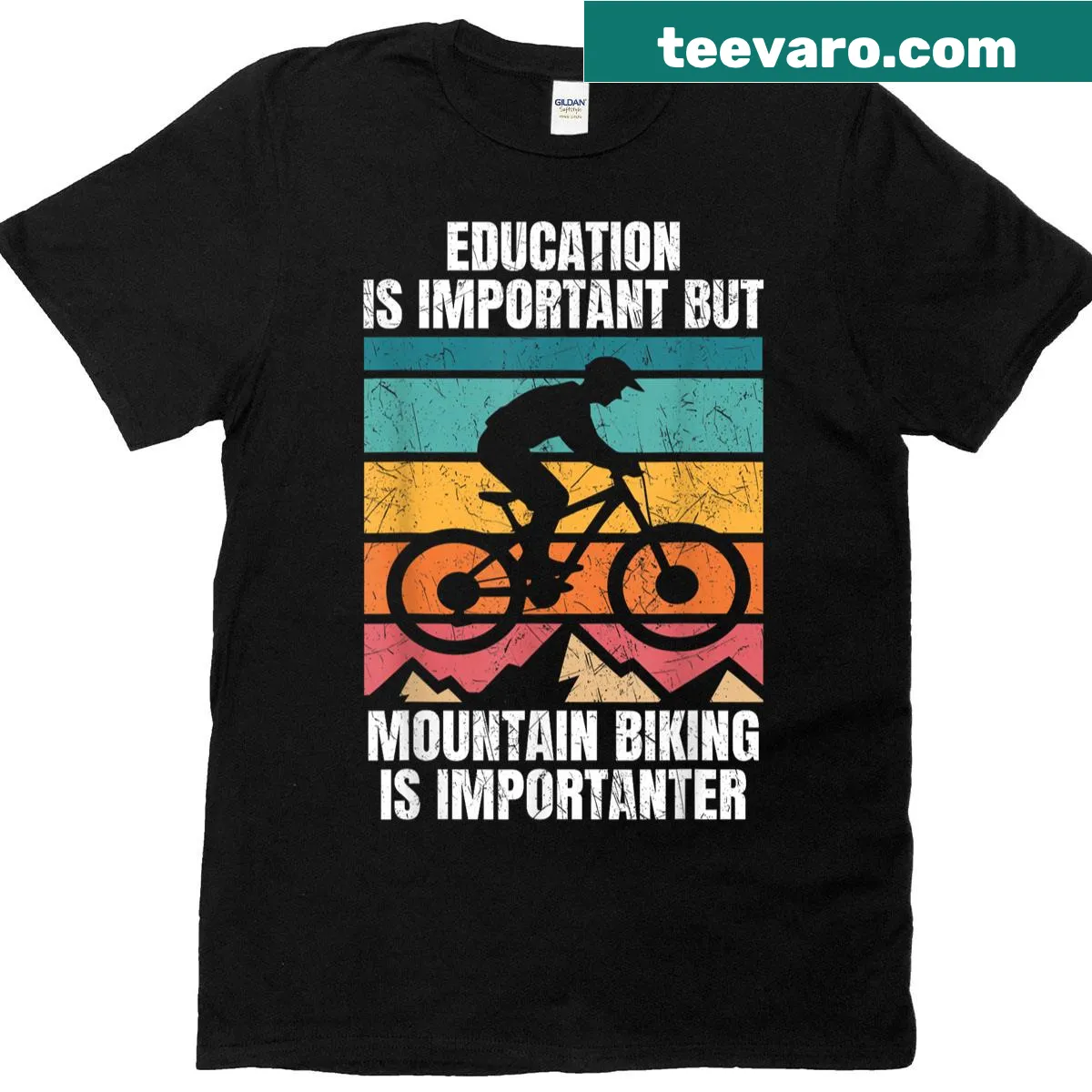 Humorous mountain biking T-shirt for biking enthusiasts — on a men's t-shirt