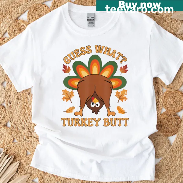Funny Thanksgiving T-shirt with turkey butt joke design for kids