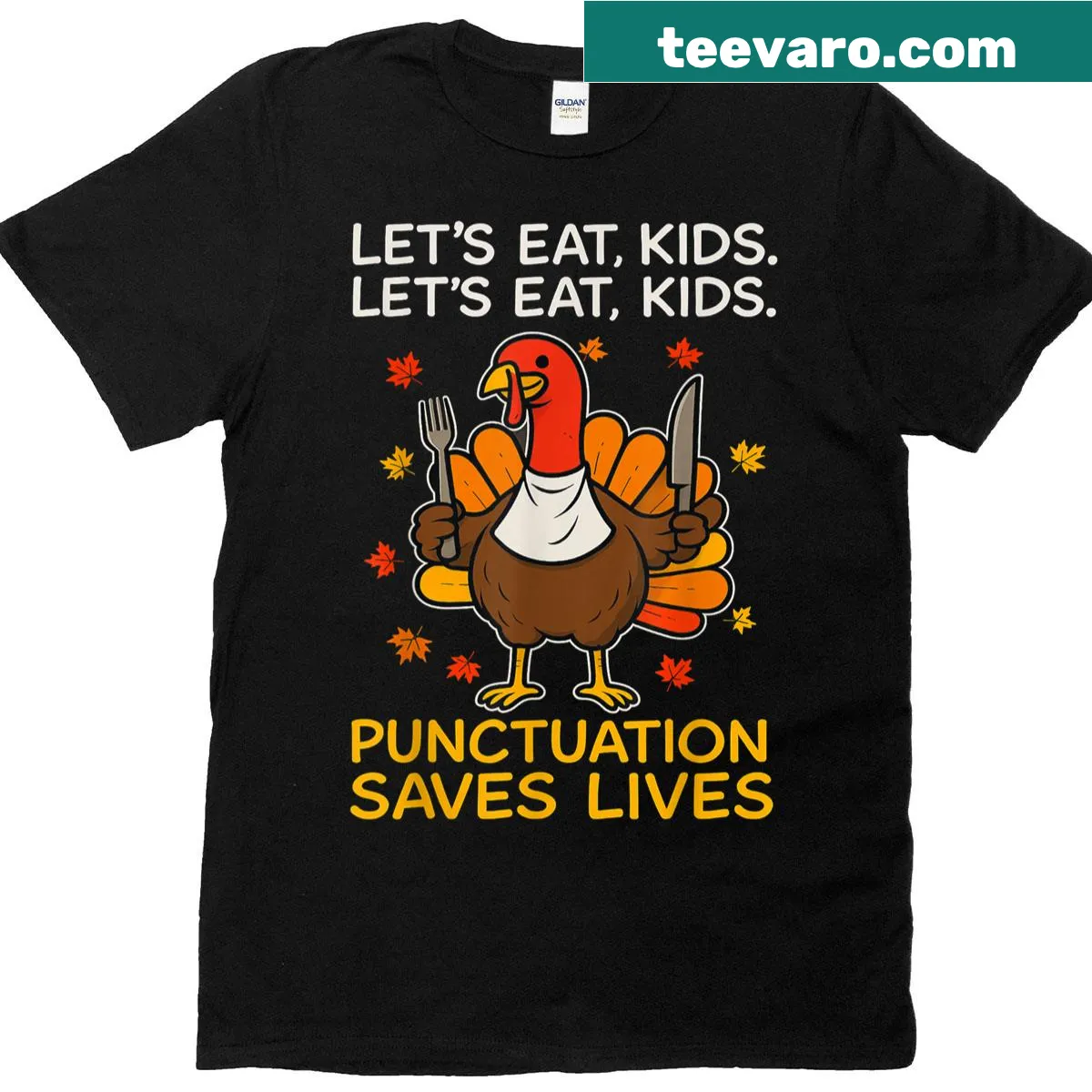 Thanksgiving teacher t-shirt with a turkey graphic and humorous text — on a men's t-shirt