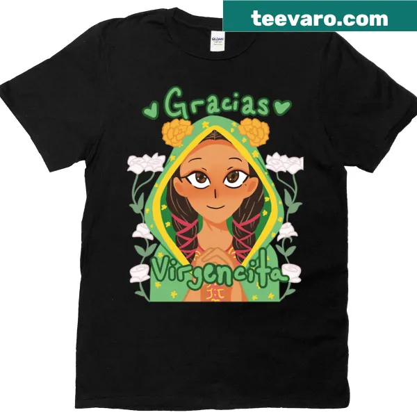 Vintage-style T-shirt with the phrase Gracias Virgencita