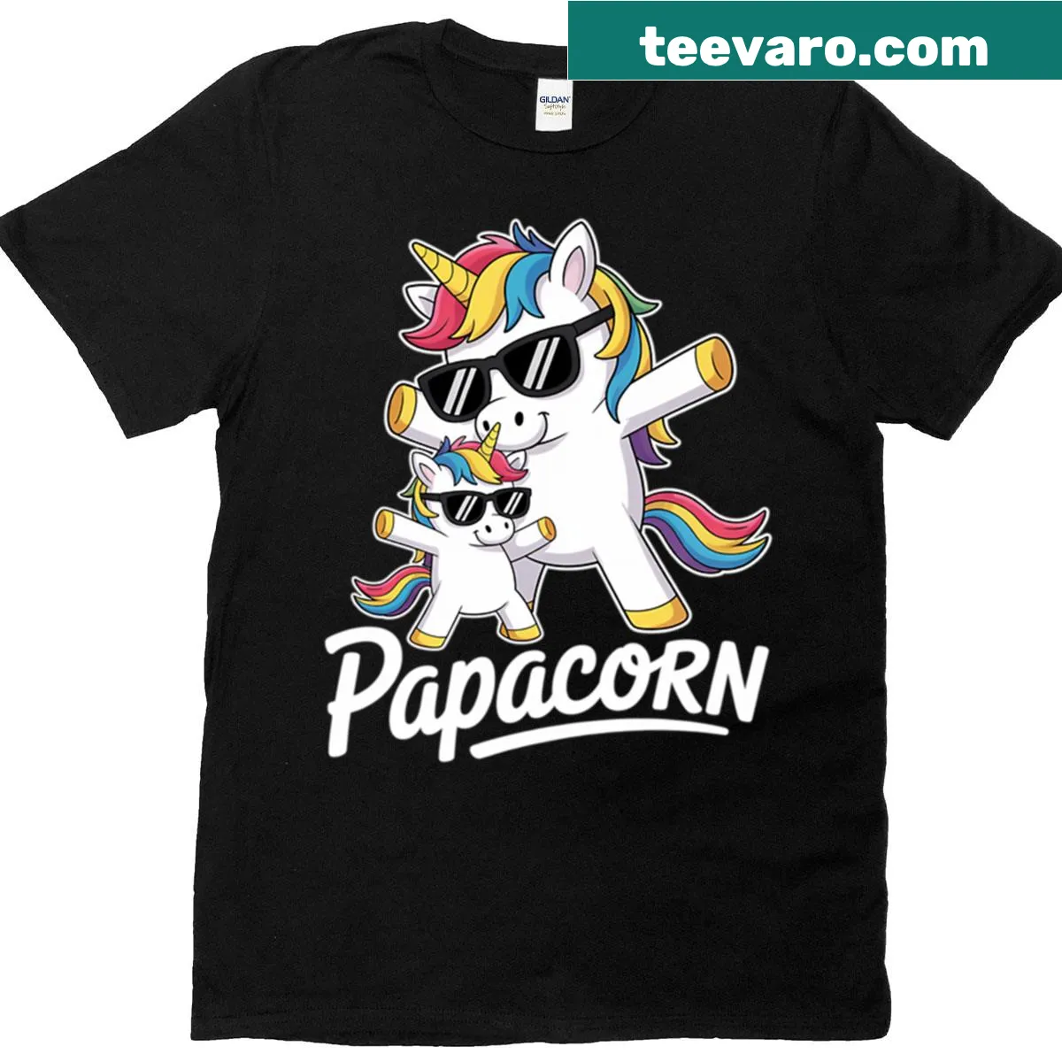Cartoon unicorn dabbing on Grandpa t-shirt — on a men's t-shirt