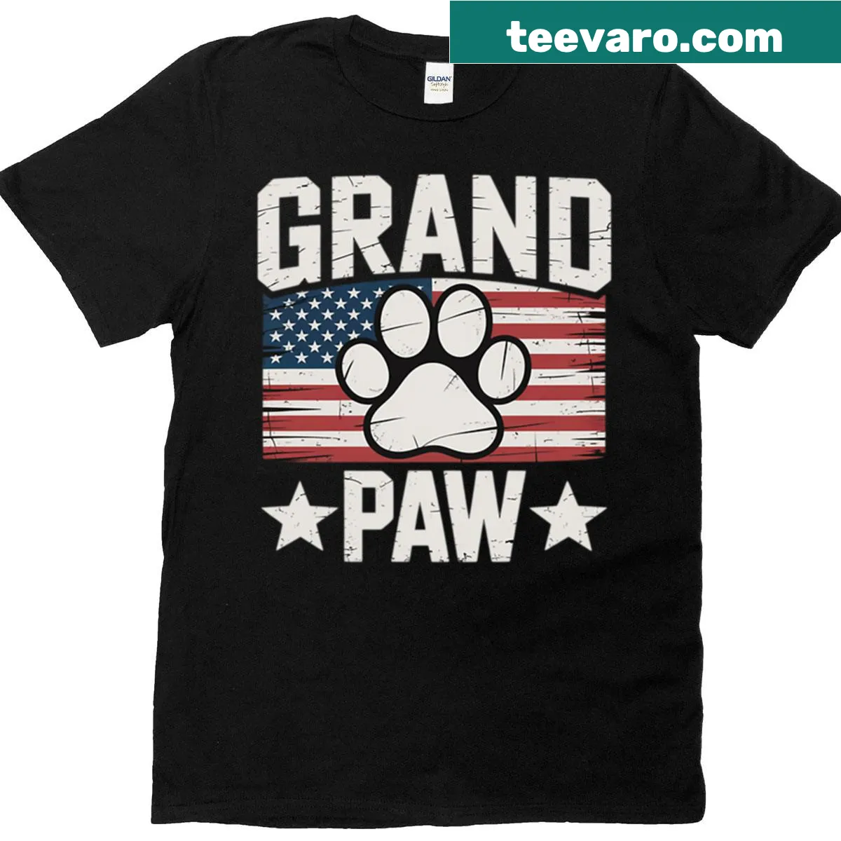 Grandpaw graphic on Dog Grandpa t-shirt — on a men's t-shirt