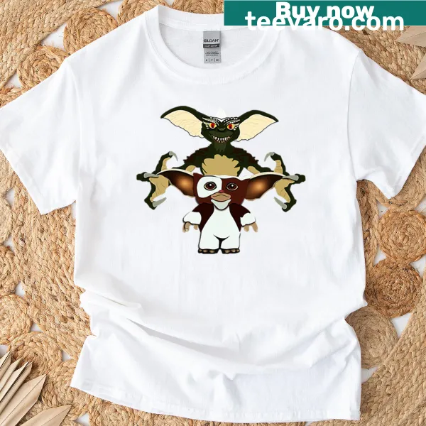 Illustration of Gizmo and Stripe from Gremlins on T-shirt